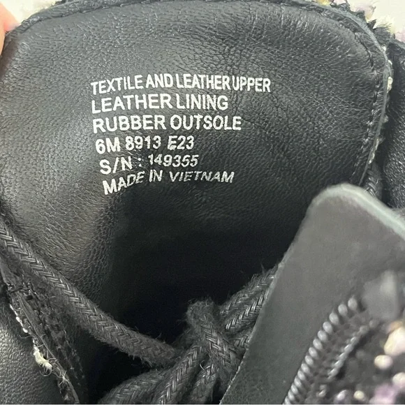 Tory Burch 50mm Tweed Lug Sole Combat Boots in Black/Multi - Picture 12 of 13